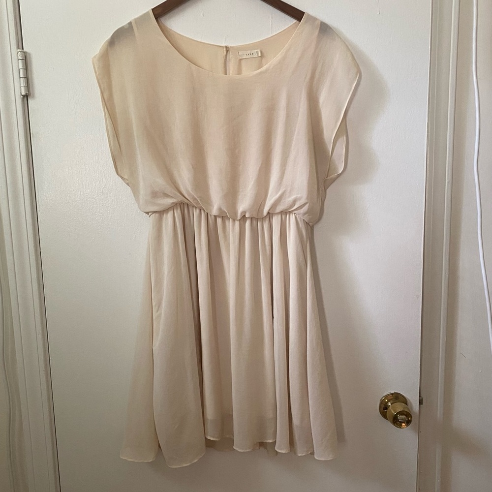 Lush Cream Elastic Waist Dress
